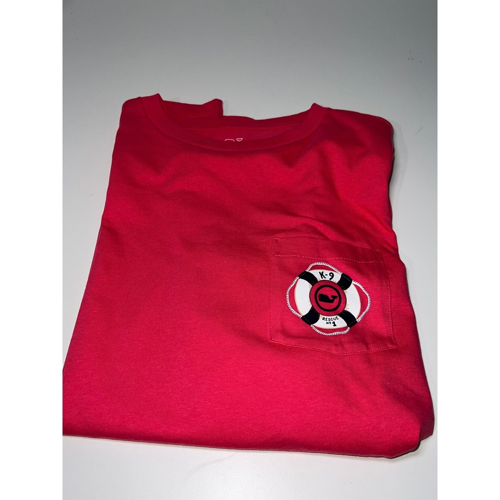 Vineyard Vines Long Sleeve Pocket Tee Mens M Pink K-9 Rescue Dog Graphic - Picture 10 of 11